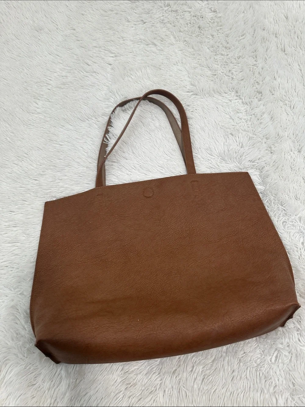 🟣 Large Faux Leather Tote Bag
